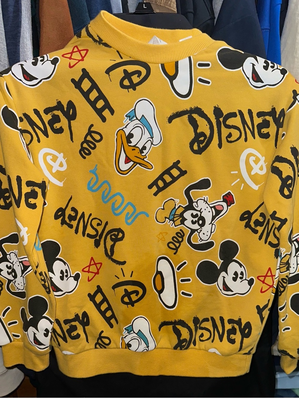 Disney x H&M Yellow Kids Sweatshirt with Mickey, Donald & Goofy Graphics
